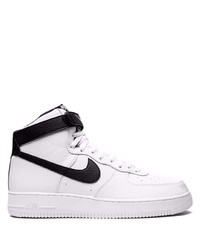 Baskets montantes en cuir blanches et noires Nike