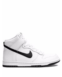 Baskets montantes en cuir blanches et noires Nike