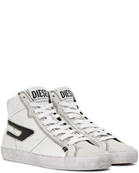 Baskets montantes en cuir blanches et noires Diesel