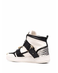 Baskets montantes en cuir blanches et noires Roberto Cavalli