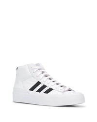 Baskets montantes en cuir blanches et noires adidas by 424