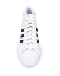 Baskets montantes en cuir blanches et noires adidas by 424