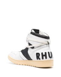 Baskets montantes en cuir blanches et noires Rhude