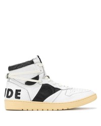 Baskets montantes en cuir blanches et noires Rhude