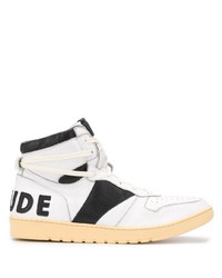 Baskets montantes en cuir blanches et noires Rhude