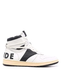 Baskets montantes en cuir blanches et noires Rhude