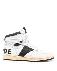 Baskets montantes en cuir blanches et noires Rhude