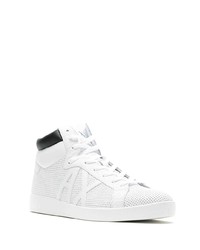 Baskets montantes en cuir blanches et noires Armani Exchange