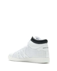 Baskets montantes en cuir blanches et noires Armani Exchange