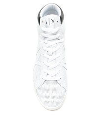 Baskets montantes en cuir blanches et noires Armani Exchange