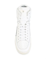 Baskets montantes en cuir blanches et noires Saint Laurent