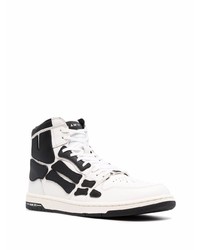 Baskets montantes en cuir blanches et noires Amiri