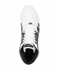 Baskets montantes en cuir blanches et noires Amiri