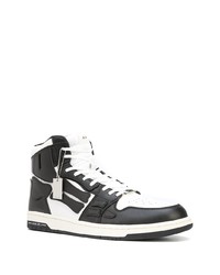 Baskets montantes en cuir blanches et noires Amiri