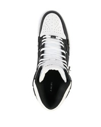 Baskets montantes en cuir blanches et noires Amiri