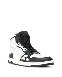 Baskets montantes en cuir blanches et noires Amiri