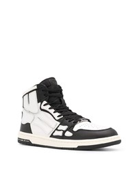 Baskets montantes en cuir blanches et noires Amiri