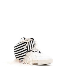 Baskets montantes en cuir blanches et noires Saint Laurent