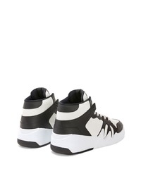 Baskets montantes en cuir blanches et noires Giuseppe Zanotti