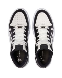 Baskets montantes en cuir blanches et noires Giuseppe Zanotti