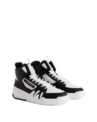 Baskets montantes en cuir blanches et noires Giuseppe Zanotti