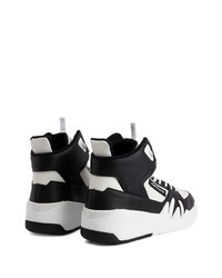 Baskets montantes en cuir blanches et noires Giuseppe Zanotti