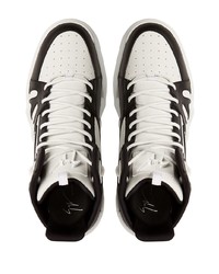 Baskets montantes en cuir blanches et noires Giuseppe Zanotti