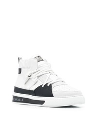 Baskets montantes en cuir blanches et noires Roberto Cavalli