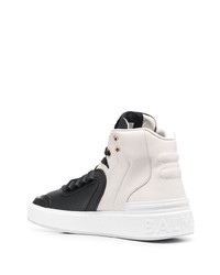 Baskets montantes en cuir blanches et noires Balmain