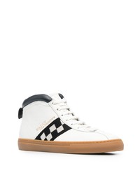 Baskets montantes en cuir blanches et noires Bally