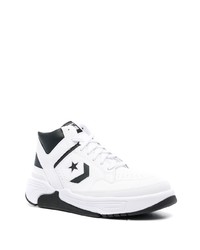 Baskets montantes en cuir blanches et noires Converse