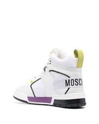 Baskets montantes en cuir blanches Moschino