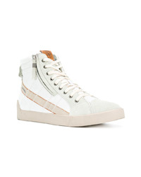 Baskets montantes en cuir blanches Diesel