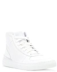 Baskets montantes en cuir blanches Stone Island