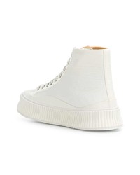 Baskets montantes en cuir blanches Jil Sander