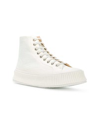 Baskets montantes en cuir blanches Jil Sander