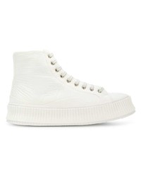 Baskets montantes en cuir blanches Jil Sander