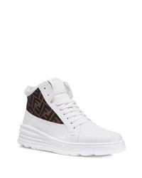 Baskets montantes en cuir blanches Fendi