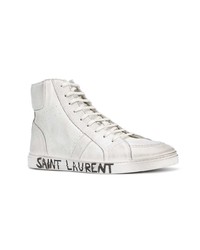 Baskets montantes en cuir blanches Saint Laurent