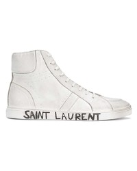 Baskets montantes en cuir blanches Saint Laurent