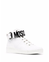 Baskets montantes en cuir blanches Moschino