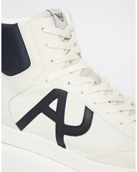 Baskets montantes en cuir blanches Armani Jeans