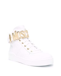 Baskets montantes en cuir blanches Moschino