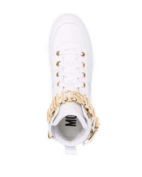 Baskets montantes en cuir blanches Moschino