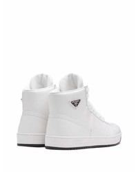 Baskets montantes en cuir blanches Prada