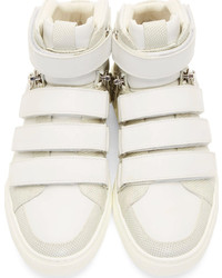 Baskets montantes en cuir blanches Balmain