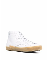 Baskets montantes en cuir blanches Philippe Model Paris