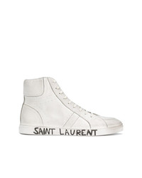 Baskets montantes en cuir blanches Saint Laurent