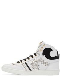 Baskets montantes en cuir blanches Versace