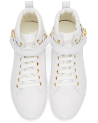 Baskets montantes en cuir blanches Versace